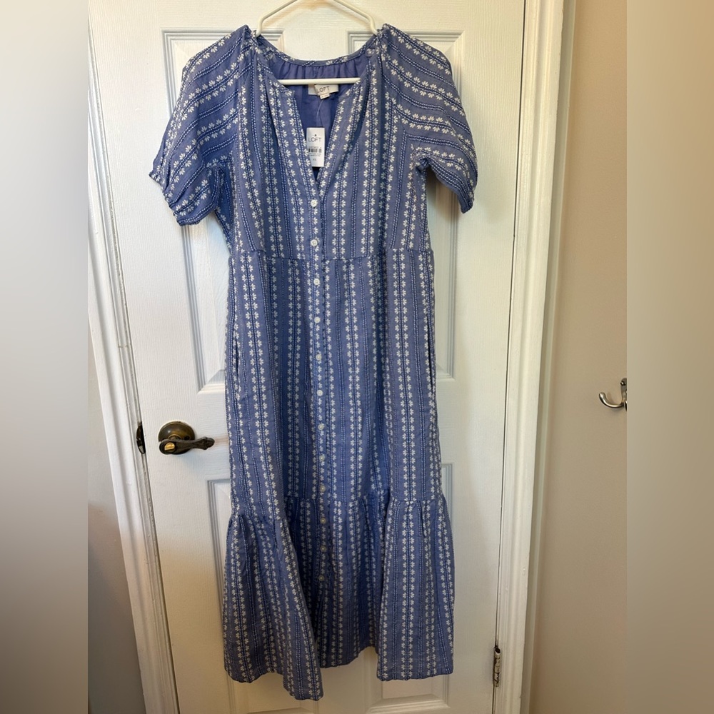 Loft midi floral button up dress